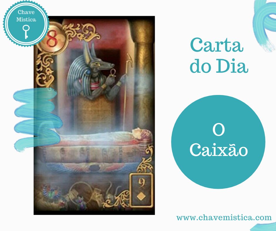 Carta Tarot para 12-05-2024 O Caixão Esta carta indica que você está a perder as boas energias, deixando as negativas tomarem conta de si. É preciso que se resgate e até mesmo olhar pela sua saúde. Pode significar, nun sentido mais positivo, que uma nova fase está a chegar desde que termine ciclos que apneas lhe trazem dor. Taróloga Rita www.chavemistica.com