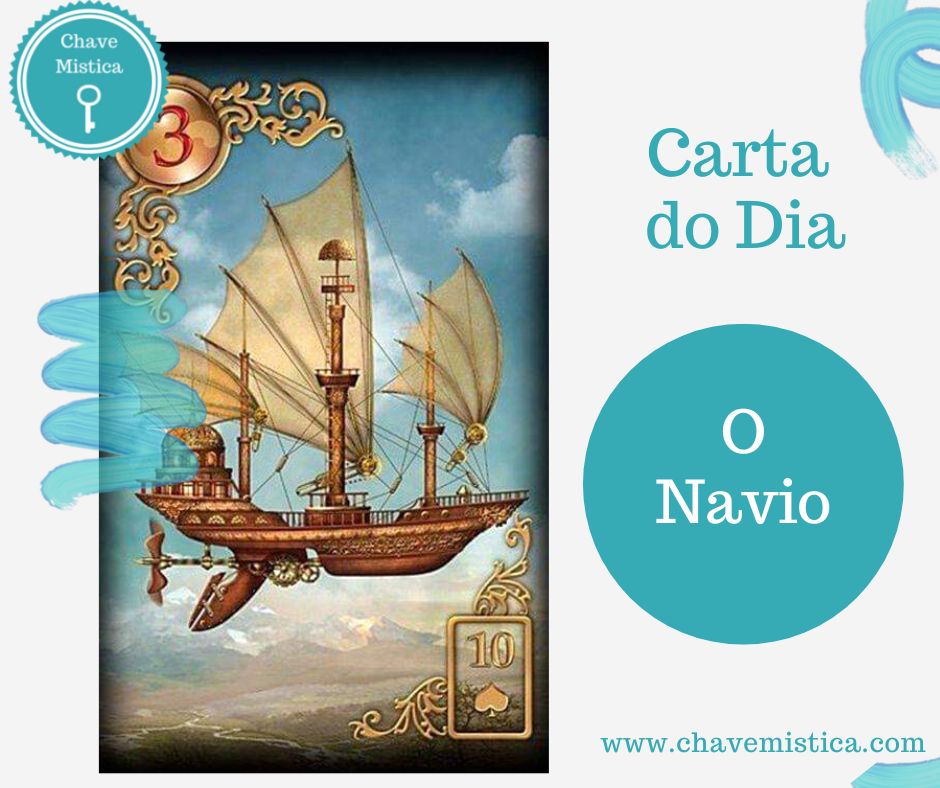 Carta Tarot para 10-08-2024 O Navio Hora de procurar algo novo, fazer algum movimento, ainda que seja para dentro de si mesma(o). A vida está a pedir avanço, modernidade; a tradição é importante, mas sempre é possível melhorar.  Taróloga Aurora www.chavemistica.com