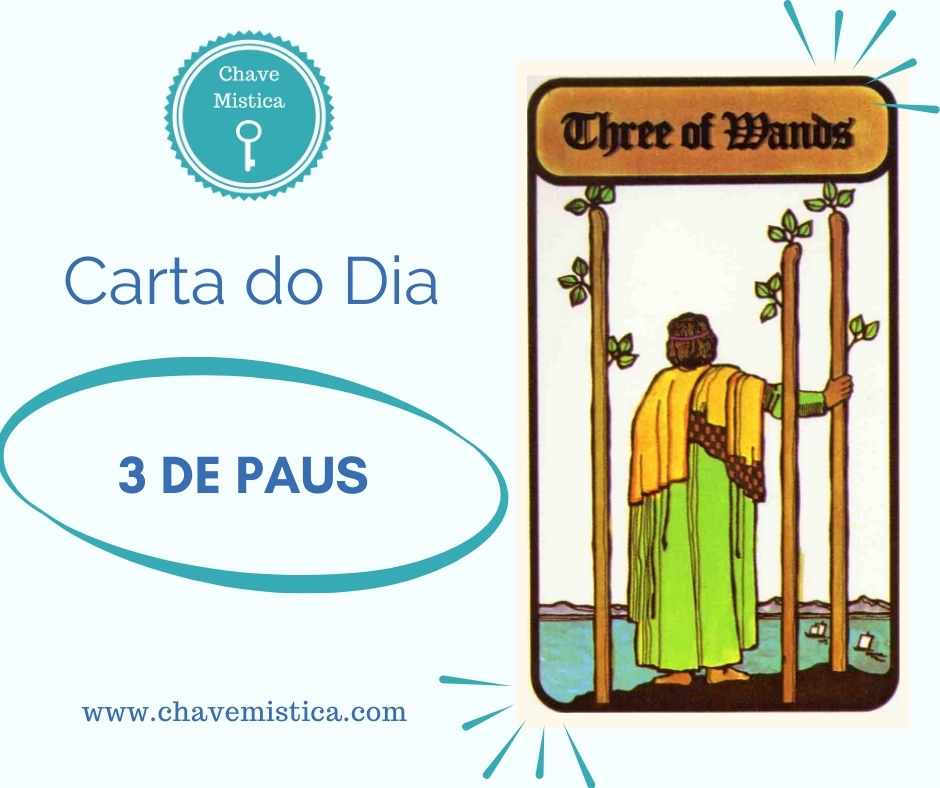 Carta Tarot para 01/02/2025 3 de Paus A troca de contactos e ligações com outras pessoas, pode ser uma forma para que muitas portas se abram e com isso sejam criadas excelentes oportunidades e soluções para a vida. Não se esconda, apareça sem medo e confie nas suas potencialidades. Tarólogo Eremita www.chavemistica.com