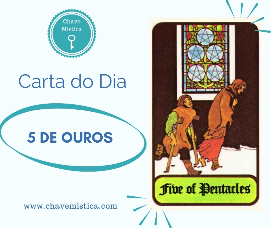 Carta Tarot para 31/01/2025 5 de Ouros Pratique o desapego. Este é o momento para abrir e largar da sua mão algumas situações, coisas e inclusivamente pessoas. Não insista com algo que não quer a sua energia. Aceite que existem coisas não dependem de nós e que devemo-nos concentrar naquilo que podemos realmente mudar. Tarólogo Eremita www.chavemistica.com