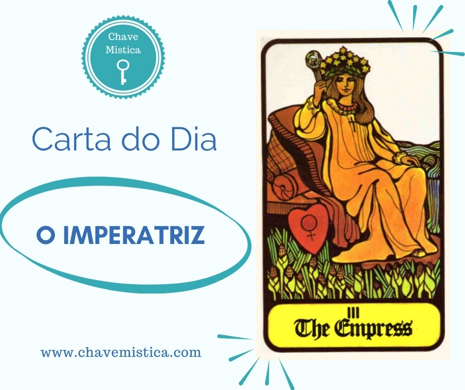 Carta Tarot para 21-01-2025 A Imperatriz Invista nas suas ideias e colha os frutos. Cuide das suas relações e crie um ambiente harmonioso, seja no trabalho ou na vida pessoal. Taróloga Camila www.chavemistica.com