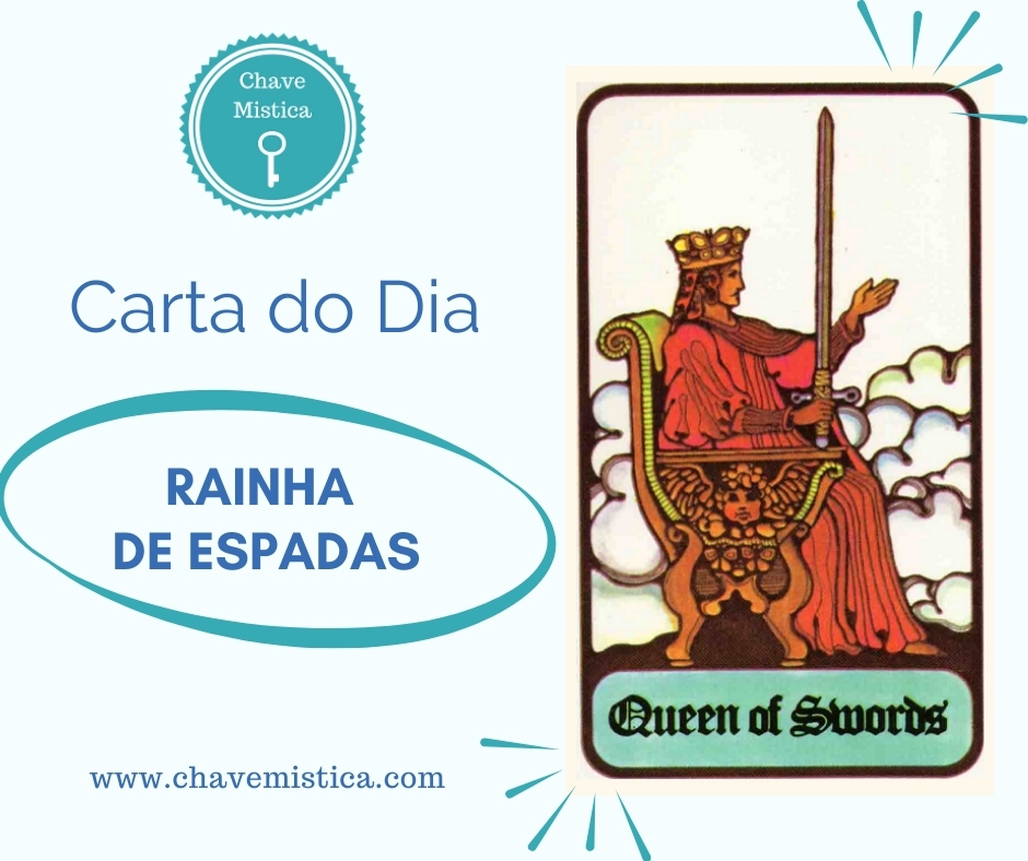 Carta Tarot para 28/01/2025 Rainha de Espadas Este é um momento para ser inflexível, rígido e intolerante para certas pessoas e/ou situações. Não aja com a parte emocional ou sentimental, mas sim com a parte puramente racional. Procure isolar-se do convívio com determinadas pessoas. Tarólogo Eremita www.chavemistica.com