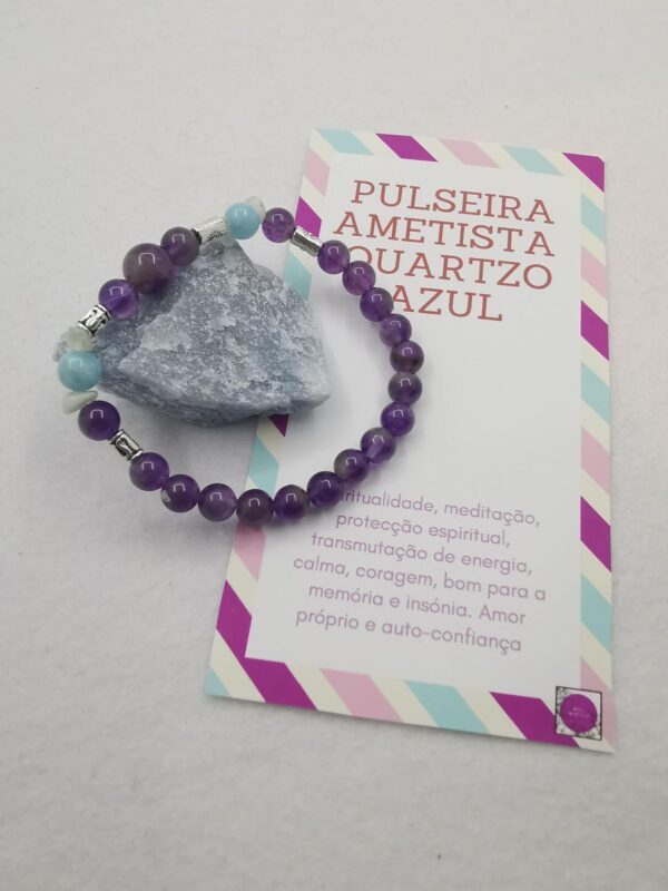 Pulseira Ametista e Quartzo Azul