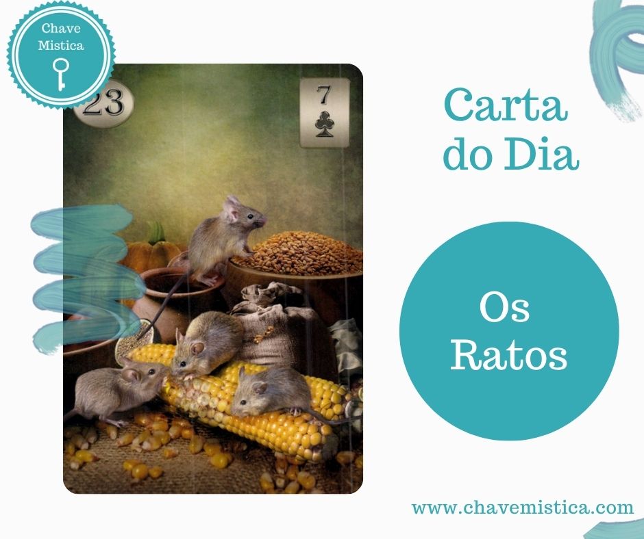 Carta Tarot para 24-07-2025 Os Ratos Seja uma pessoa bem discreta hoje, evite tecer comentários, dar opiniões, pois não é o dia para estar em evidência e nem planejar lançamentos, mas se precisar, faça o básico bem-feito. Taróloga Aurora www.chavemistica.com
